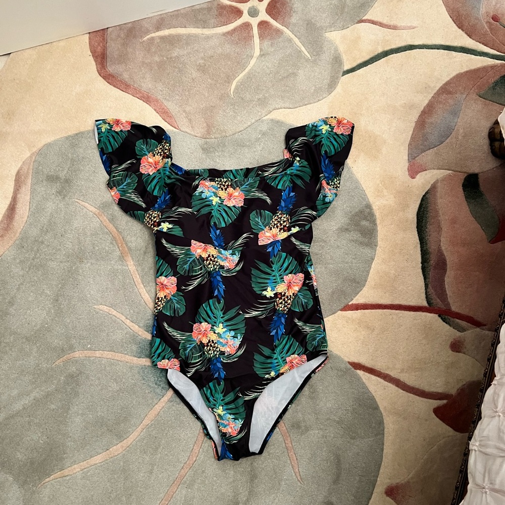 Off the shoulder bathing suit.